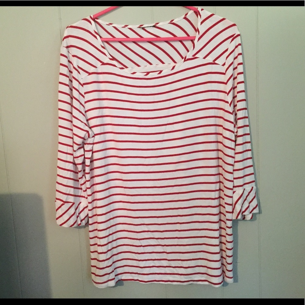 Red and white striped top